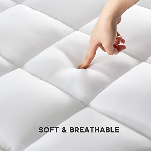 SONIVE Quilted Mattress Pad Soft, Fluffy Pillow Top Mattress Cover, Down Alternative Fill Mattress Topper, Streches up to 21 Inches Mattress Cover, Deep Pocket (White, Twin)