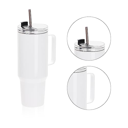 PYD Life 2 Pack Sublimation 40 OZ Tumbler with Handle Blanks Coffee Mugs Insulated Reusable Travel Cups with Lid and Stainless Straw for Tumbler Heat Press Sublimation Oven Printing