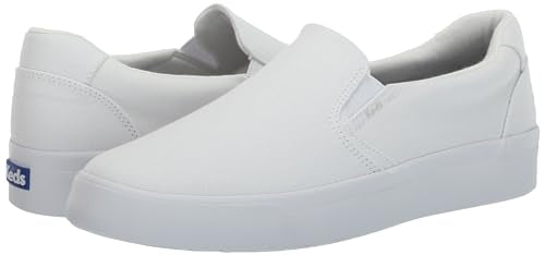 Keds Women's Pursuit Slip ON Sneaker, White Leather, 12 Wide