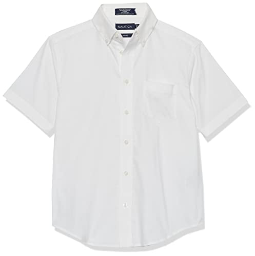 Nautica boys School Uniform Short Sleeve Performance Oxford Button-down Button Down Shirt, Navy, 10 12 US