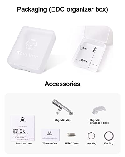 RovyVon 4th Aurora A8 USB-C EDC Flashlight, 90 CRI 5000K, Max 420 Lumen Rechargeable Keychain Light, Momentary On, Lock Mode, Magnet Accessories, for Checking Outdoor(365nm/Red/White)