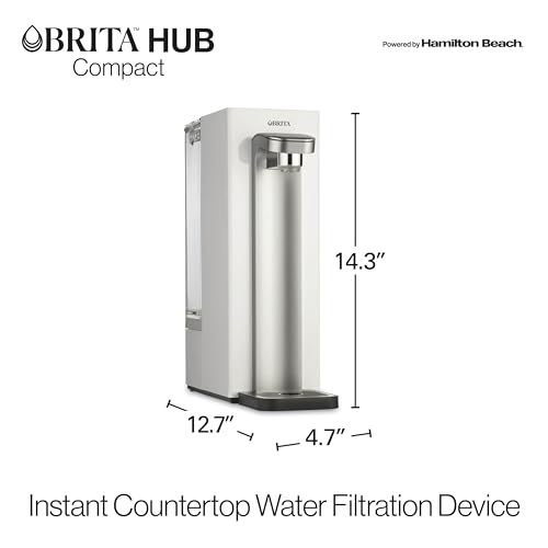 Brita Hub Compact Countertop Water Filter System, 9 Cup Water Reservoir, Includes 6 Month Carbon Block Filter, White, 87344