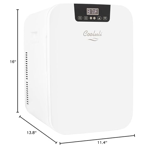 Cooluli 20 Liter Mini Fridge with Temperature Control - White Thermoelectric Cooler and Warmer for Bedroom, Office, Car, Dorm