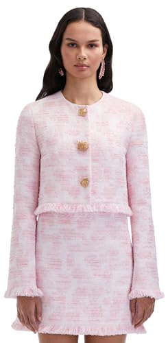 Oscar de la Renta, TextuRed Tweed Jacket, White/Pink, 8