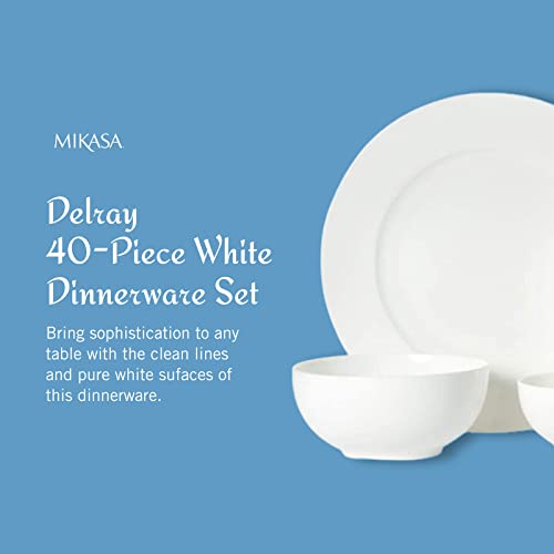 Mikasa Delray 40-Piece Bone China Dinnerware Set + Mikasa Bravo 65-Piece Stainless Steel Flatware Set