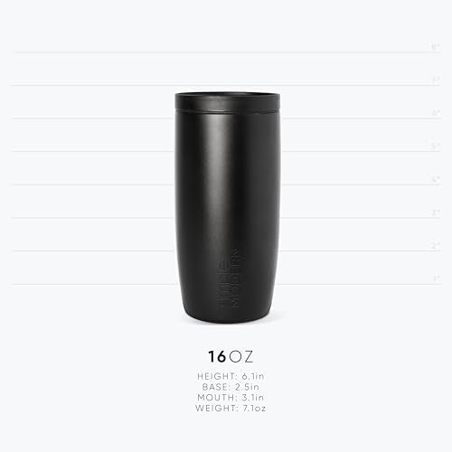 Simple Modern Travel Coffee Mug Tumbler with 360° Lid | Ceramic-Lined Insulated Stainless Steel Cold Brew Iced Coffee Cup | Gifts for Women Men Her Him | Voyager Signature | 16oz | Midnight Black