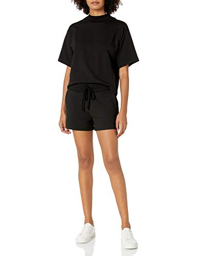 The Drop Women's Adeline Loose Short Sleeve Mockneck Drop Shoulder T-Shirt, Praline, XXS