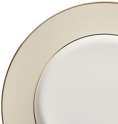 Lorren Home Trends La Luna Bone China 57-Piece Beige Border with 24K Gold Trim Dinnerware Set, Service for 8