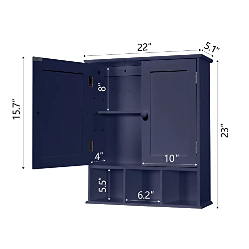 TaoHFE Black Bathroom Cabinet,Bathroom Wall Cabinet 2 Door Adjustable Shelves,Over The Toilet Storage Cabinet,Black Bathroom Cabinet Wall Mounted,Medicine Cabinets for Bathroom Laundry Room Kitchen