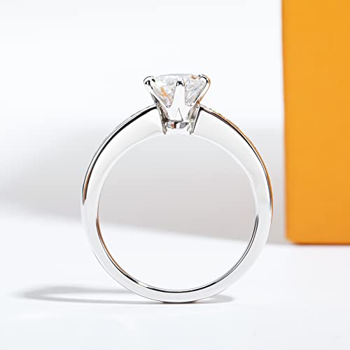 Moissanite Engagement Rings 1.27cttw D Color VVS1 Clarity Round Brilliant Cut Channel Set Lab Created Diamond S925 Sterling Silver 6 Prong Solitaire Promise Wedding Rings Christmas Gift for Women with Certificate(5)