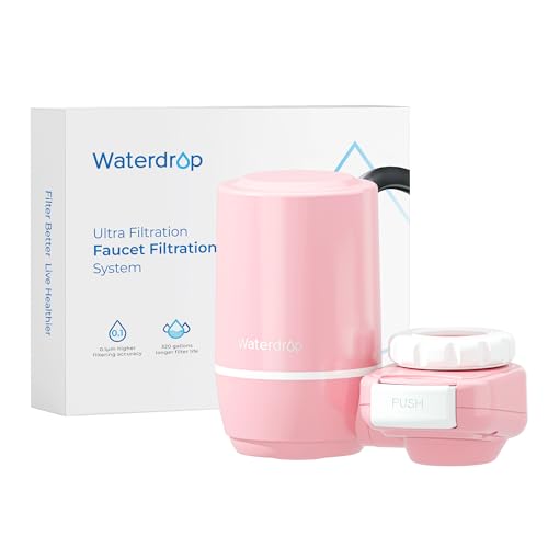 Waterdrop Ultra Filtration System for Skin Care, Faucet Water Filter, NSF Certified, 320 Gallons, Tap Water Filter, Reduces Chlorine, 𝐅𝐢𝐭𝐬 𝐒𝐭𝐚𝐧𝐝𝐚𝐫𝐝 𝐅𝐚𝐮𝐜𝐞𝐭, Pink(1 Filter)