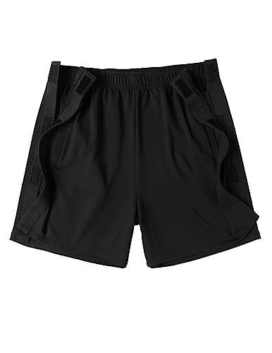 Deyeek Tear Away Shorts for Women Side Snap Shorts Mens Cotton Shorts with Pockets Post Hip Knee Surgery Shorts Black