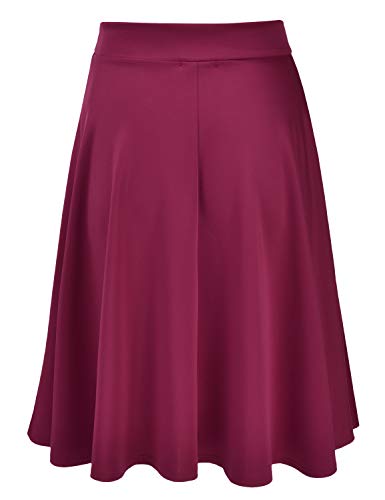 EIMIN Women's Basic Versatile Stretchy Flared Casual Midi Skater Skirt Navy M