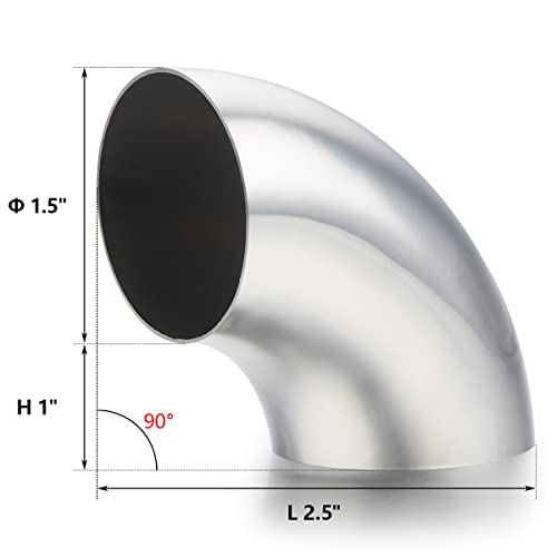 A-KARCK Exhaust Elbow 1.75 Inch OD, 304 Stainless Steel Mandrel Bend Elbow Suitable for Custom Exhaust System