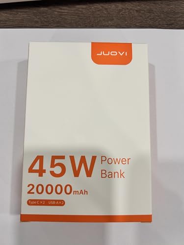 JUOVI J2621 Power Bank Portable Charger,20000mAh 45W PD3.0 QC 4.0 Fast Charging Battery Pack with LED Display,2 USB-C,2 USB-A for iPhone 15 16, MacBook