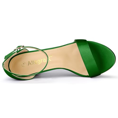Allegra K Women's Satin Open Toe Ankle Strap Chunky White Heels Sandals 9.5 M US