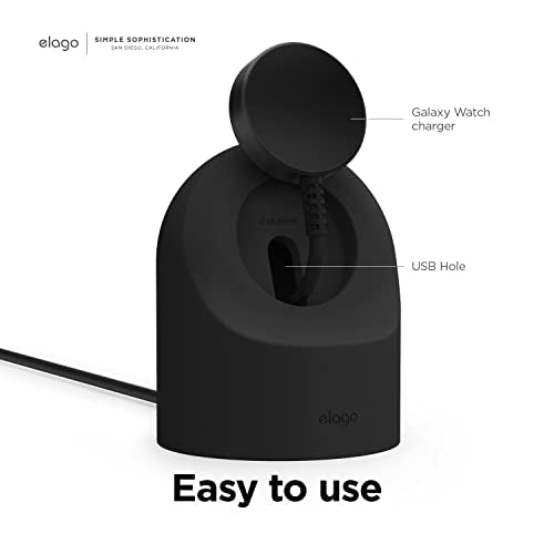 elago GW2 Charging Stand Compatible with Samsung Galaxy Watch 7/Ultra, 6/6 Classic, 5/5 Pro (40, 43, 44, 45, 47mm) [Charging Cable Not Included] [Black]