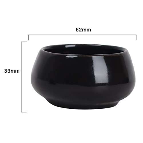 VIRTIONZ Pinch Bowls, Ceramic Dip Mini Bowls Set Soy Sauce Dish/Bowls, Condiments Server Dishes - Good for Ketchup, Soy Sauce, BBQ and Other Party Dinner (Set of 8) (BLACK, 8)