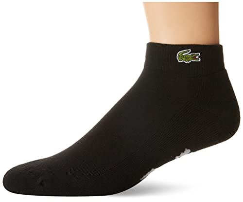 Lacoste Mens Performance Graphic Ankle Socks, Black/Silver Chine, Medium