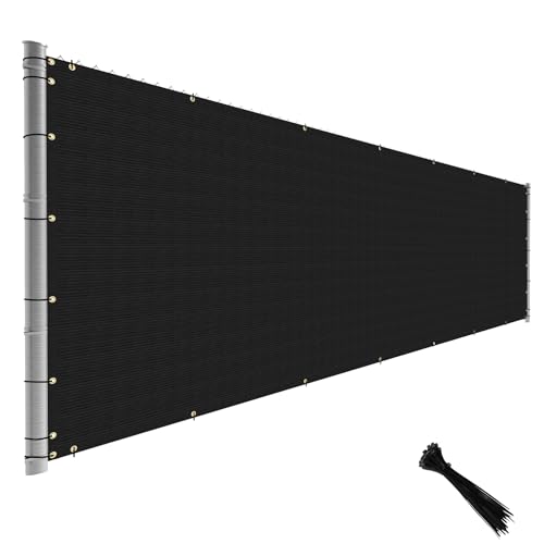 TANG Fence Privacy Screen Black 6 Feet x 118 Feet Outdoor Shade Cloth with Grommets, 150 GSM Temporary Fence Cover with Zipties Mesh Netting Fences Blockage for Backyard Garden Patio Chain Link