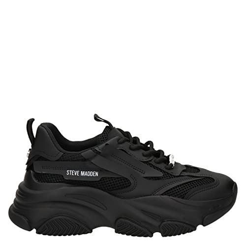 Steve Madden Women's Possession Sneaker, Black/Green, 8
