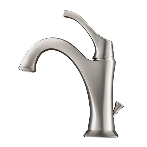 KRAUS KBF-1201BG Arlo Single Handle Basin Bathroom Faucet with Lift Rod Drain and Deck Plate, Brushed Gold (2-Pack)