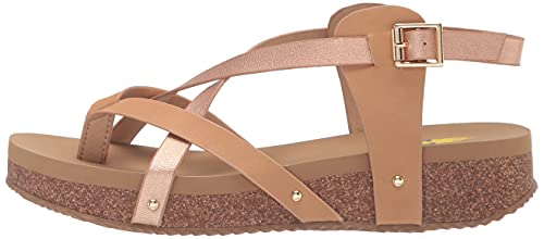 VOLATILE Women's Engie Multi Strap Thong Sandal, Rose Gold, 6M