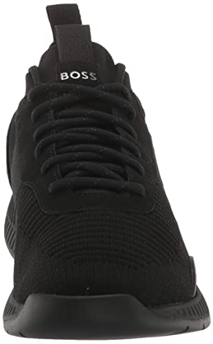 BOSS Men's Mesh Mix Running Sneakers, Black Oil, 7