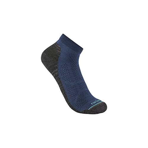 Carhartt Men's Lightweight Synthetic-Merino Wool Blend Low Cut Sock, Blue, Large