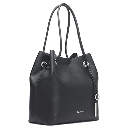 Calvin Klein Gabrianna Novelty North/South Key Item Tote, Black/Silver 1