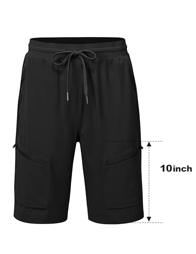 MoFiz Hiking Shorts Womens Quick Dry Lightweight Long Hiking Shorts for Women Knee Length for Camping Travel Golf with Zipper Pockets Black Small