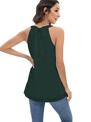 Famulily Womens Elegant Evening Halter Tank Tops Cute Party Bow Tie Back Blouses Tops Green S