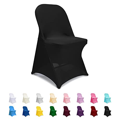 ManMengJi Spandex Folding Chair Covers, Folding Chair Covers 12 PCS Light Yellow, Universal Fitted Banquet Chair Slipcovers for Wedding Party Event