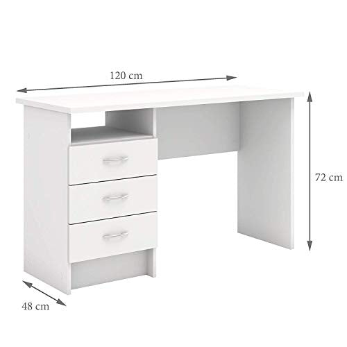 Tvilum Whitman Desk with 3 Drawers, White