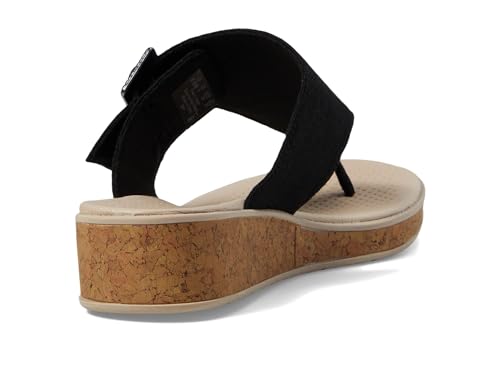 BZees Womens Bay Machine Washable Comfort Wedge Sandal Black