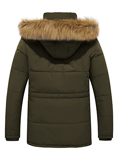 WenVen Men's Winter Coat Sherpa Lined Parka Jacket with Hood (Army Green, XL)