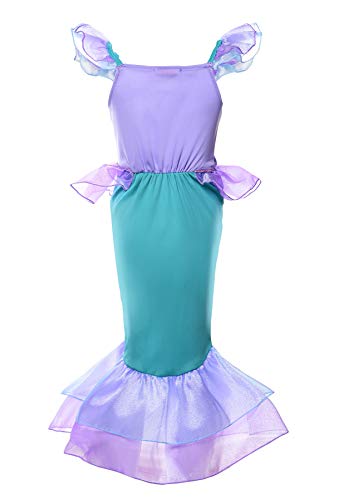 JerrisApparel Girls Princess Mermaid Costume Cosplay Party Dress (2T, Purple with Accessories)