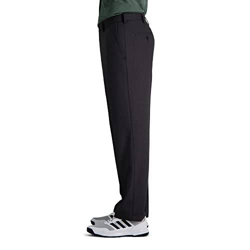 Haggar Men's Cool Right Performance Flex Solid Classic Fit Flat Front Pant-Reg. and Big & Tall Sizes, Midnight, 42W x 30L