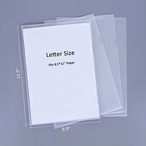 GOMRQING Clear Document Folder Copy Safe Project Pockets fits 8.5x11 Letter Size US Paper,L-Type Plastic Clear Paper Sleeves Protector Resume File Poly Jacket Folders Organizer in Transparent 10 Pack