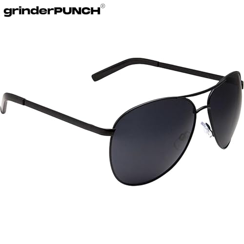 grinderPUNCH - Big XL Wide Frame Extra Large Aviator Sunglasses Oversized 148mm Black