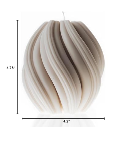 LAWA Swirl Candle - Large Beautiful Handmade Pillar Scented Soy Wax Twirl Candle Elegant Bubble Aesthetic Candle Housewarming Gift Home Room Shelf Decor Idea Spiral Candle White (Medium)