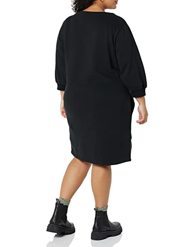 Amazon Essentials Women's Fleece Blouson Sleeve Crewneck Sweatshirt Dress (Available in Plus Size), Black, 5X