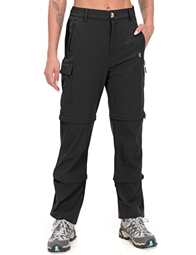 Little Donkey Andy Women's Stretch Convertible Pants, Zip Off Quick Dry Hiking Pants Black Size XS