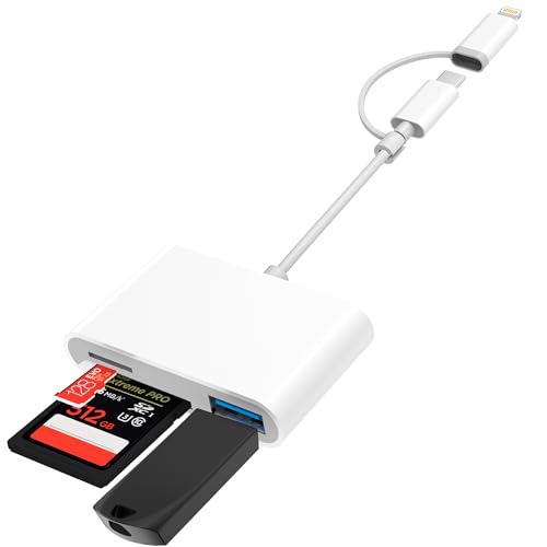USB C SD Card Reader, USB C to SD Card for iPhone5-15/iPad/Mac/Laptop, USB-C/Type C Memory Card Adapter for iMac, iPad Pro Air Mini, MacBook Pro Air,Galaxy,MicroSD/SD(Dual Interface Version)