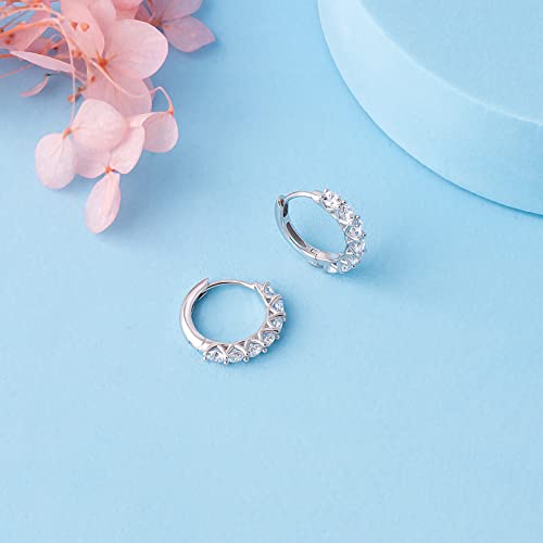 JSGEMSLEE Hypoallergenic Cubic Zirconia Huggie Hoop Earrings for Women 925 Sterling Silver Post Small Hoops Earrings Jewelry Gifts