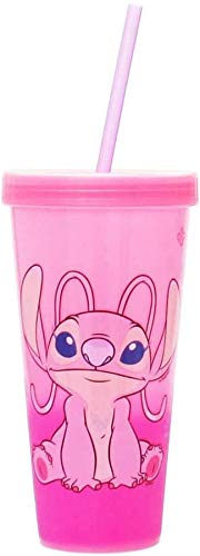 Silver Buffalo Disney Lilo and Stitch Angel Coconut Flowers 2 Pack Color Change Plastic Tumbler, 24-Ounce