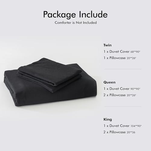FOSSA Duvet Cover Set, 100% Washed Cotton Linen Feel Super Soft Breathable Cozy Simple Style 3 Pieces Bedding Sets Solid Off White California King
