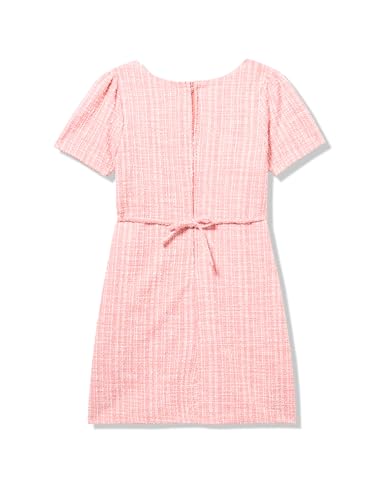 Speechless Girls' Short Sleeve Knit Boucle Dress, Coral/Ivory, 7