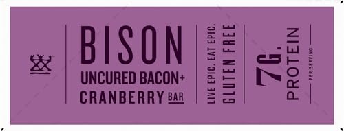 EPIC Bison Bacon Cranberry Bars, Grass-Fed, 12 Count Box 1.3oz bars