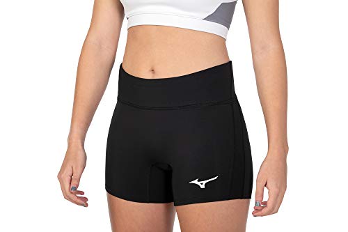 Mizuno womens Elevated 4" Inseam Volleyball Shorts, Black, XX-Small